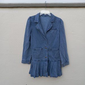 Skirted/Pleated Denim Jean Jacket Coat